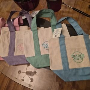Trader Joe's Canvas Tote - Lavender, Pink, Mint & Blue. $30 for 4 or $15 each